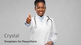  Presentation with doctor african - Colorful slide deck enhanced with medicine-profession-and-healthcare-concept backdrop and a light gray colored foreground