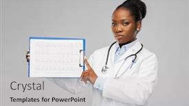  Presentation with clipboard stethoscope - PPT theme enhanced with medicine-profession-and-healthcare-concept background and a light gray colored foreground
