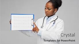  Presentation with clipboard stethoscope - PPT layouts with medicine-profession-and-healthcare-concept background and a light gray colored foreground