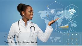  Presentation with world map - Beautiful presentation theme featuring medicine-profession-and-healthcare-concept backdrop and a light blue colored foreground
