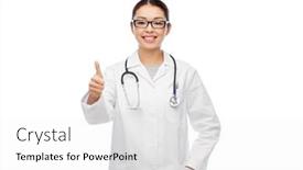  Presentation with doctor asian - Slide deck consisting of medicine-profession-and-healthcare-concept background and a white colored foreground