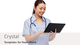 Presentation with asian doctor - Beautiful PPT layouts featuring medicine-profession-and-healthcare-concept backdrop and a light gray colored foreground