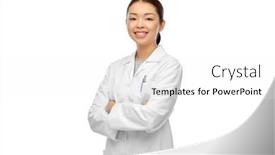  Presentation with asian doctor - PPT theme consisting of medicine-profession-and-healthcare-concept background and a white colored foreground
