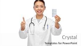  Presentation with doctor asian - Slide set featuring medicine-profession-and-healthcare-concept background and a white colored foreground