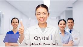  Presentation with medical smiling doctor - Colorful PPT theme enhanced with medicine-profession-and-healthcare-concept backdrop and a lemonade colored foreground