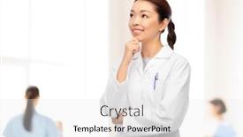  Presentation with asian doctor - PPT theme with medicine-profession-and-healthcare-concept background and a white colored foreground