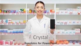  Presentation with doctor asian - Colorful PPT theme enhanced with medicine-profession-and-healthcare-concept backdrop and a soft green colored foreground