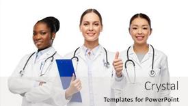  Presentation with international - Audience pleasing slide set consisting of medicine-profession-and-healthcare-concept backdrop and a light gray colored foreground