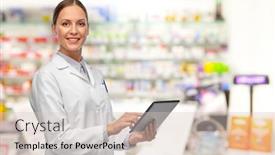  Presentation with pharmacy tablet - PPT layouts enhanced with medicine-profession-and-healthcare-concept background and a soft green colored foreground