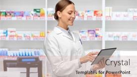  Presentation with pharmacy tablet - Slide set featuring medicine-profession-and-healthcare-concept background and a soft green colored foreground