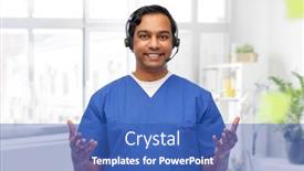  Presentation with medical smiling doctor - Amazing presentation design having medicine-profession-and-healthcare-concept backdrop and a teal colored foreground