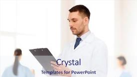  Presentation with medicine - PPT theme consisting of medicine profession and healthcare concept - serious male doctor with clipboard writing prescription over white background background and a sky blue colored foreground