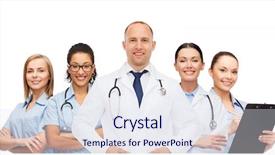  Presentation with doctors teamwork - Amazing theme having medicine profession teamwork and healthcare backdrop and a sky blue colored foreground