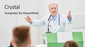  Presentation with teach - Presentation theme featuring medicine professor teach in university background and a white colored foreground