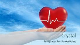  Presentation with heart pulse - Audience pleasing slide set consisting of medicine protect life medical pulse backdrop and a sky blue colored foreground