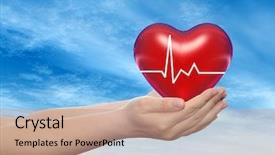  Presentation with heart monitor - Theme having medicine protect life medical pulse background and a coral colored foreground