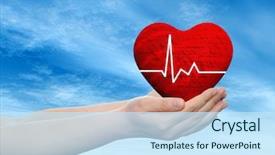  Presentation with heart pulse - Cool new slides with medicine protect life medical pulse backdrop and a sky blue colored foreground