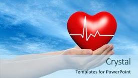  Presentation with heart pulse - Audience pleasing slide deck consisting of medicine protect life medical pulse backdrop and a sky blue colored foreground