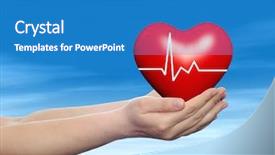  Presentation with heart pulse - Beautiful presentation theme featuring medicine protect life medical pulse backdrop and a teal colored foreground