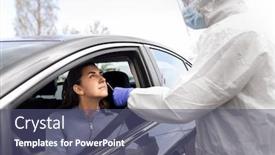  Presentation with making medicine - Cool new presentation design with medicine-quarantine-and-pandemic-concept backdrop and a ocean colored foreground