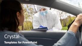  Presentation with medical face mask - PPT theme enhanced with medicine-quarantine-and-pandemic-concept background and a ocean colored foreground