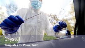  Presentation with hazmat - Beautiful PPT layouts featuring medicine-quarantine-and-pandemic-concept backdrop and a gray colored foreground