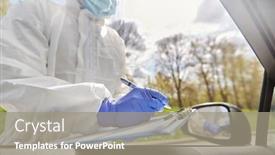  Presentation with hazmat - Cool new theme with medicine-quarantine-and-pandemic-concept backdrop and a gray colored foreground