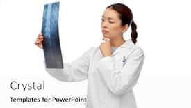  Presentation with asian doctor - Presentation design enhanced with medicine-radiology-and-healthcare-concept background and a white colored foreground