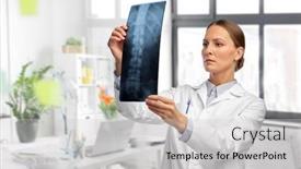 Presentation with radiology - Amazing PPT layouts having medicine-radiology-and-healthcare-concept backdrop and a light gray colored foreground