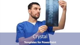  Presentation with male nurse - PPT layouts having medicine-radiology-and-healthcare-concept background and a ocean colored foreground