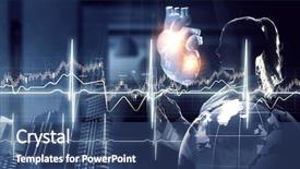  Presentation with human heart - Presentation theme featuring medicine research of human heart background and a ocean colored foreground