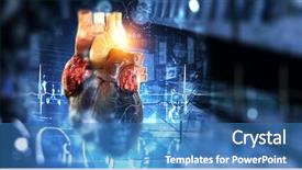  Presentation with human heart - Amazing presentation design having medicine research of human heart backdrop and a teal colored foreground