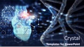  Presentation with human heart - PPT layouts with medicine-research-of-human-heart background and a navy blue colored foreground