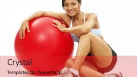  Presentation with exercise medicine - Audience pleasing presentation theme consisting of medicine sport - young woman doing fitness exercise backdrop and a red colored foreground