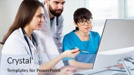  Presentation with doctor in hospital health insurance related icons healthcare person saving medical - Amazing presentation theme having medicine student - group of doctors backdrop and a  colored foreground