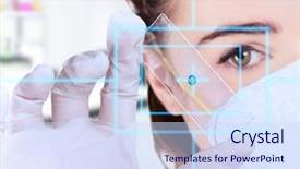  Presentation with management in monograph sample - Beautiful slides featuring medicine student - laboratory assistant analyzing a sample backdrop and a sky blue colored foreground