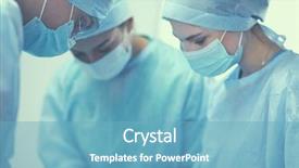  Presentation with operating room - PPT layouts featuring medicine student - team surgeon at work background and a teal colored foreground