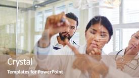  Presentation with students working in groups - Beautiful theme featuring medicine students in workshop working backdrop and a  colored foreground