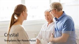  Presentation with family health - Presentation design featuring medicine support family health care background and a mint green colored foreground