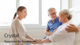  Presentation with family health - Colorful slides enhanced with medicine support family health care backdrop and a mint green colored foreground