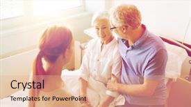  Presentation with family health - Beautiful slides featuring medicine support family health care backdrop and a coral colored foreground