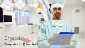  Presentation with surgery room - PPT layouts featuring medicine-surgery-and-healthcare-concept background and a light gray colored foreground