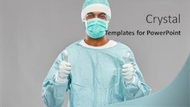  Presentation with surgery - PPT theme consisting of medicine-surgery-and-people-concept background and a light gray colored foreground
