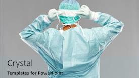  Presentation with face mask - Cool new slides with medicine-surgery-and-people-concept backdrop and a light blue colored foreground