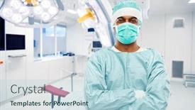  Presentation with surgery room - Presentation design featuring medicine-surgery-and-people-concept background and a light blue colored foreground