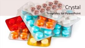  Presentation with packs - Cool new presentation theme with medicine tablet - packs of pills isolated backdrop and a soft green colored foreground