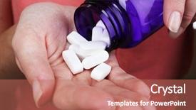  Presentation with pills - Slides featuring medicine tablet - pills in hand close-up background and a coral colored foreground