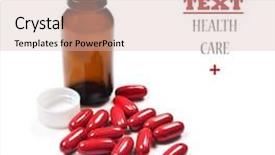  Presentation with pill bottle - Theme featuring medicine tablet - red pills spilled background and a soft green colored foreground