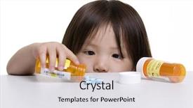  Presentation with pile - Presentation theme with medicine tablet - young girl looks background and a white colored foreground