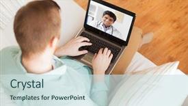  Presentation with healthcare patient technology - Audience pleasing slides consisting of medicine technology and healthcare concept backdrop and a sky blue colored foreground